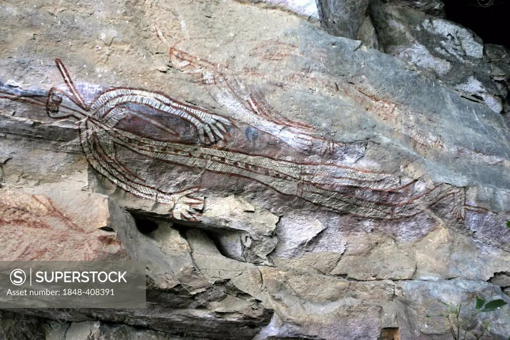 Aboriginal rock art, Nangaluwur Art Site, Kakadu National Park, Northern Territory, Australia