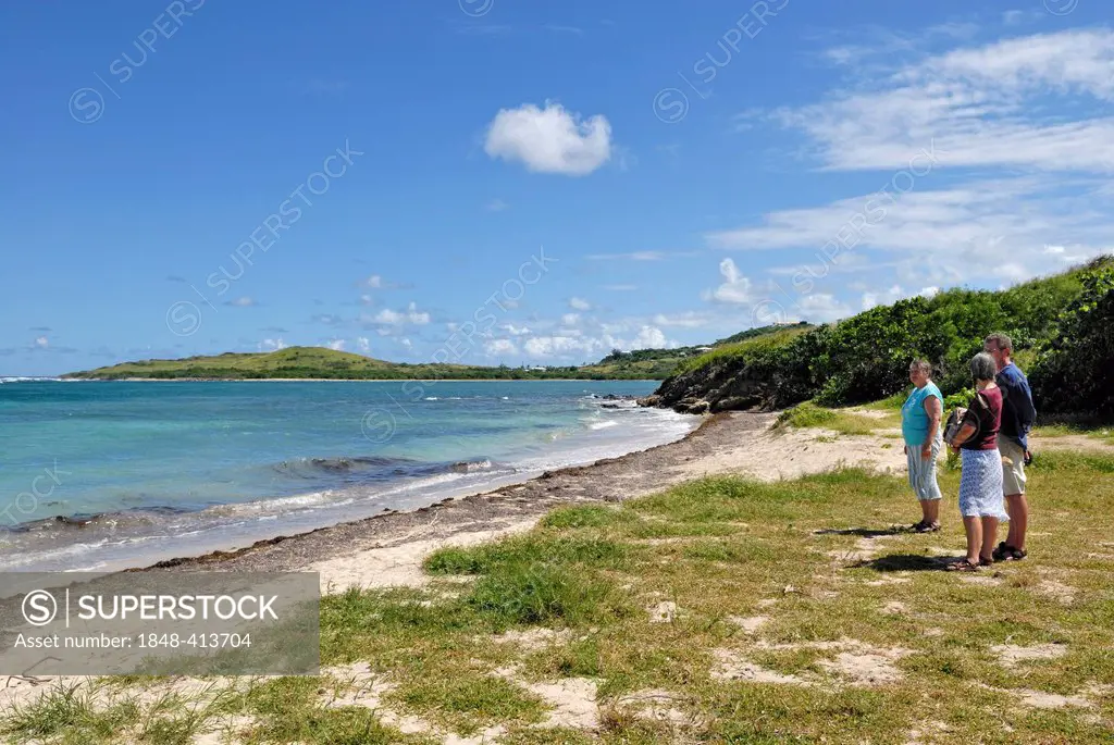 Tourists at the Salt River Bay, landing bay of Christopher Columbus, St. Croix island, U.S. Virgin Islands, United States