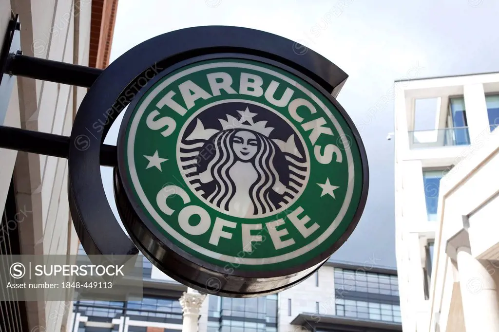Logo, Starbucks Coffee in London, England, United Kingdom, Europe