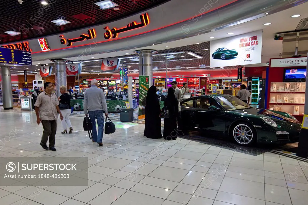 Luxury car in the Duty Free, International Airport, departure hall, capital Manama, Kingdom of Bahrain, Persian Gulf