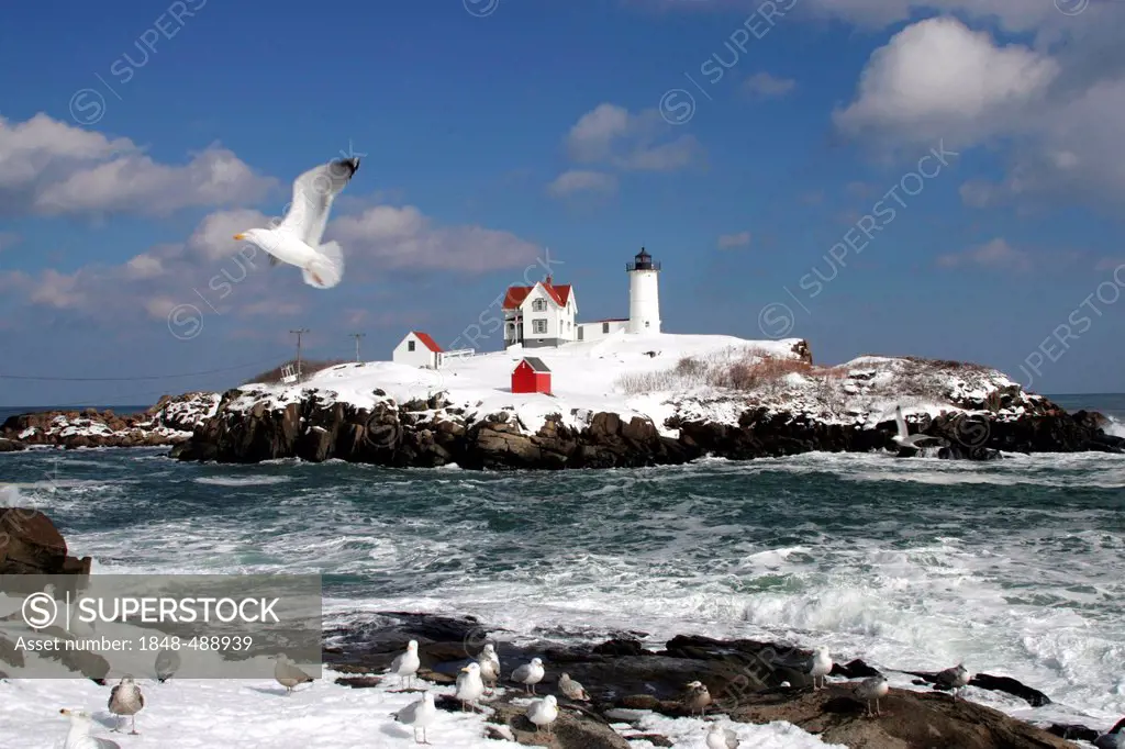 Nubble Light lighthouse, York, Maine, New England, USA