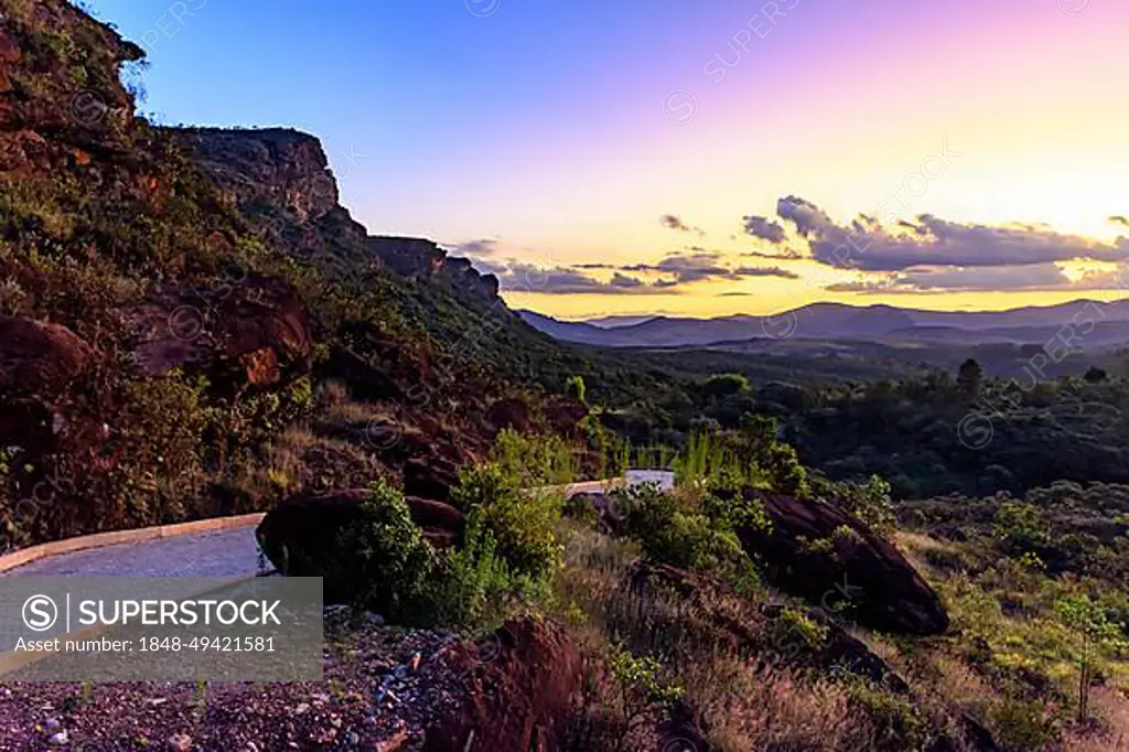 Small road between the rocks and mountains of Lavras Novas, municipality of  Ouro Preto, Minas Gerais during sunset, Brasil - SuperStock
