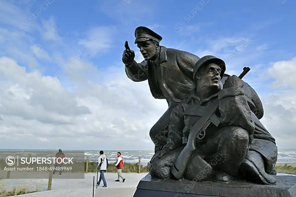 The WW2 US Navy D-Day Monument near the Utah Beach Landing Museum at Sainte-Marie-du-Mont, Normandy, France, Europe