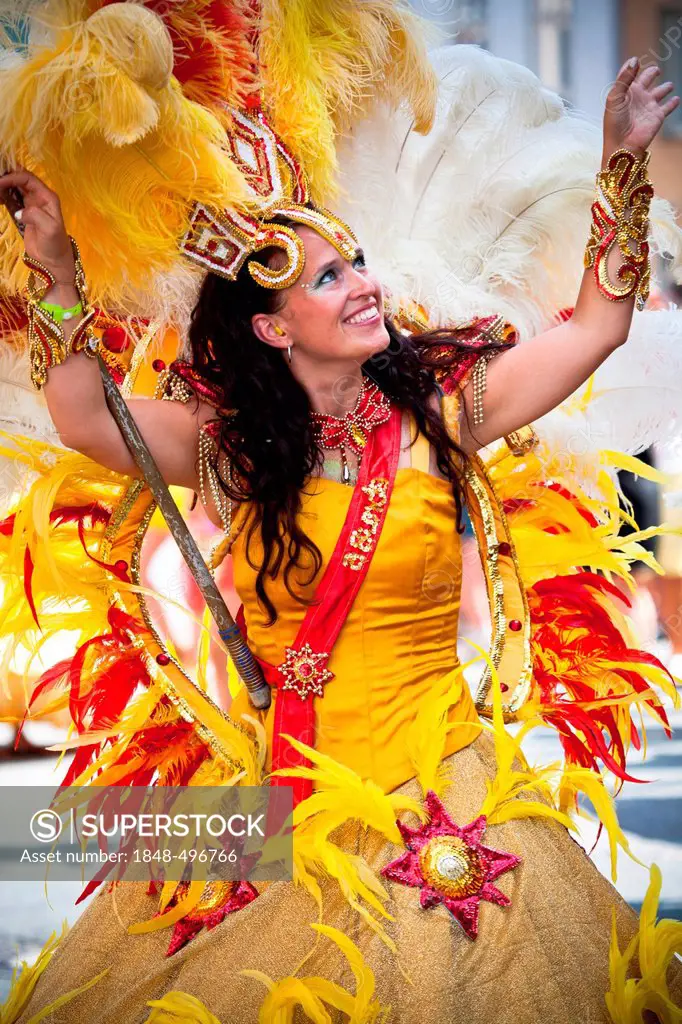 Female samba dancer, Samba Festival, Coburg, Bavaria, Germany, Europe