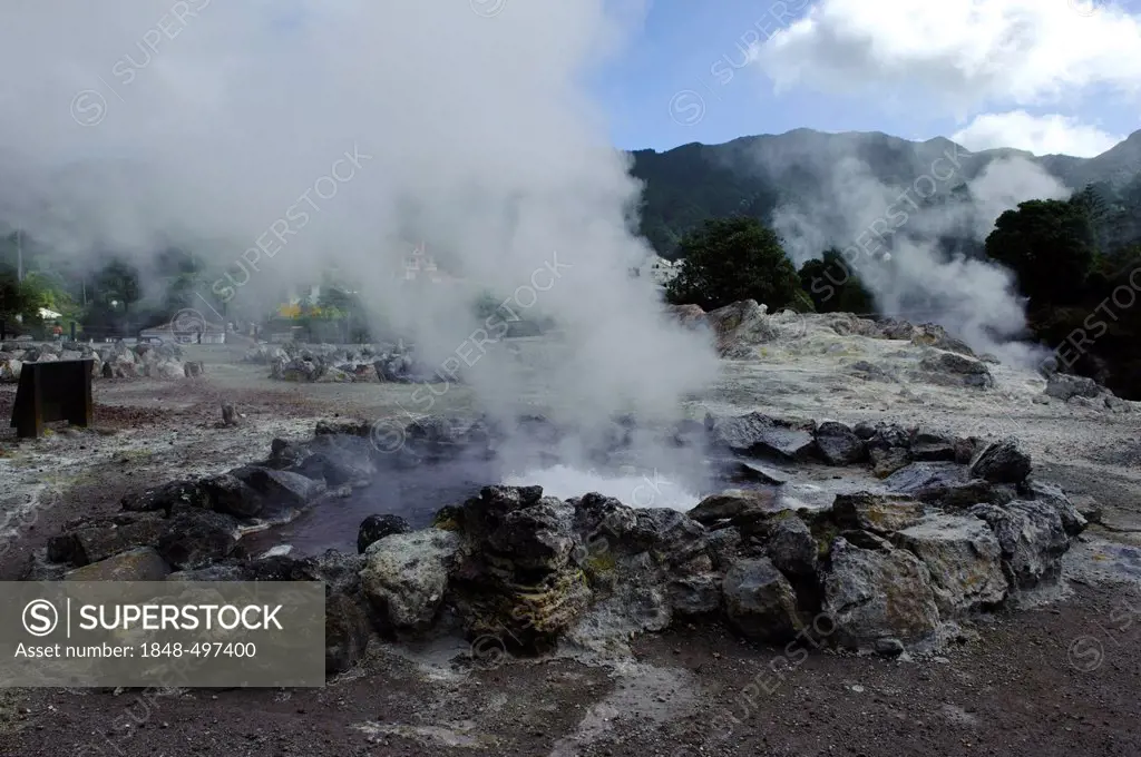 Fumarole in Furnas on the island of Sao Miguel, Azores, Portugal