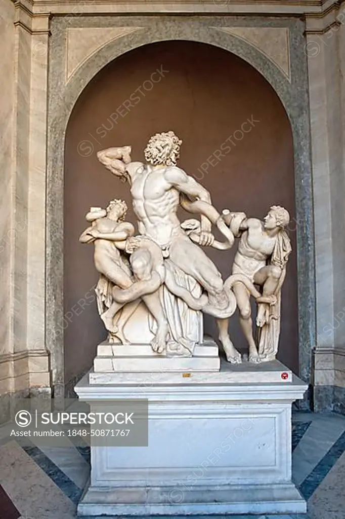 Laocoon Group, Laocoon and his sons, Cortile Ottagono, Court of Statues, Pontifical Collections, Museo Pio Clementino, Vatican Museums, Vatican City, Vatican, Rome, Italy, Europe