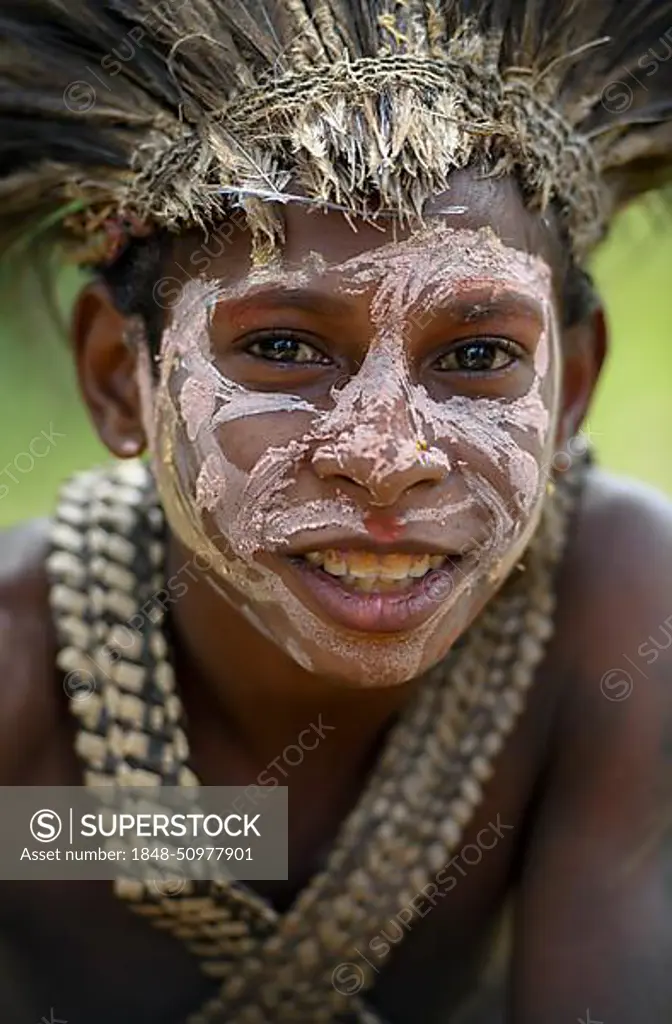 Portrait of a native boy, Mutin village, Lake Murray, Western Province, Papua New Guinea, Oceania