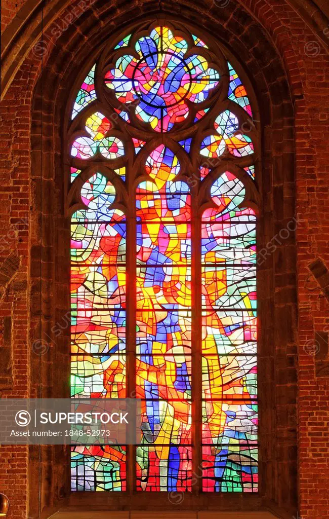 Church window by painter Alfred Manessier, Church of Our Lady, Bremen, Germany