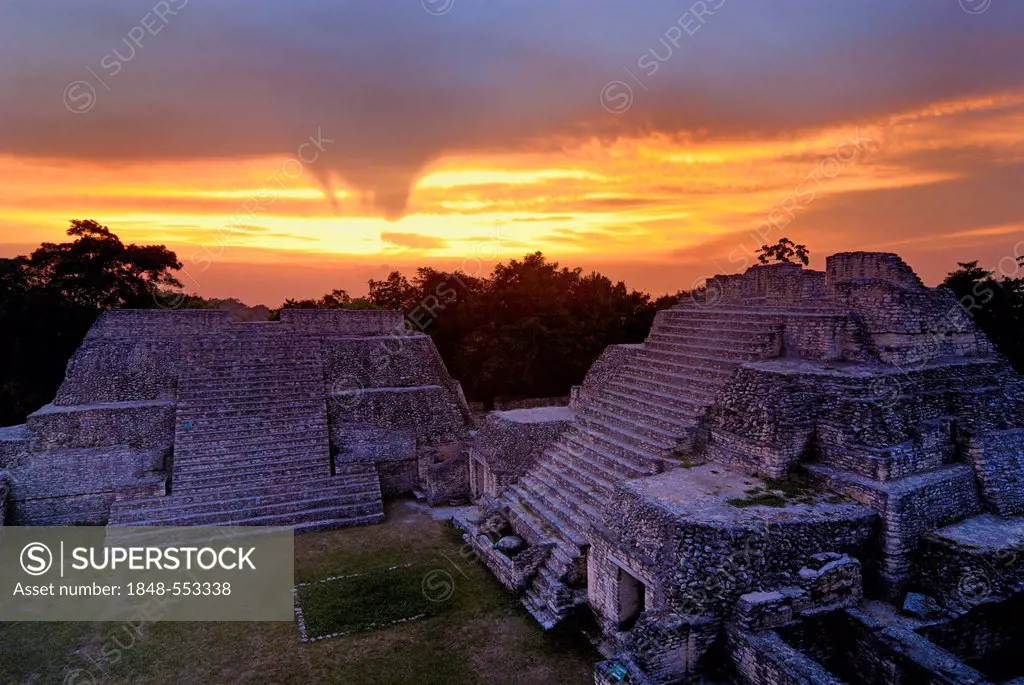Mayan Temples of Caracol, pyramid, calendar, 2012, sunset, Belize, Central America