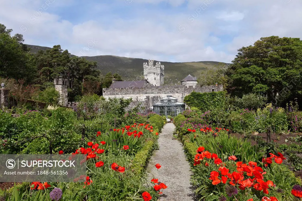Walled garden, Glenveagh Castle and Gardens, Glenveagh National Park, County Donegal, Ireland, Europe