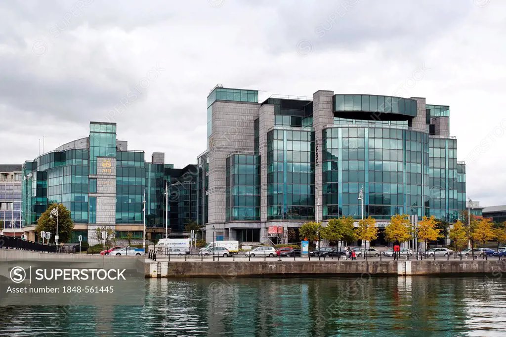 Headquarters of the Allied Irish Bank, AIB, on the River Liffey in the financial district in Dublin, Ireland, Europe