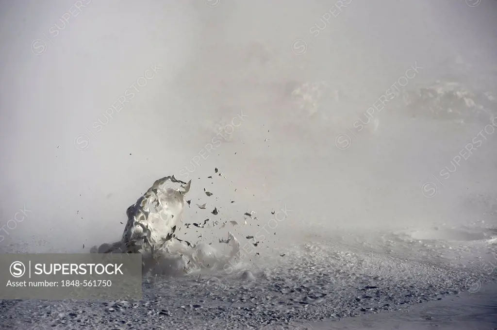 Geysers with water vapour, Uyuni, Bolivia, South America