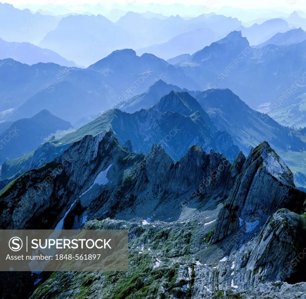 Gradations of mountain peaks, Switzerland, Europe