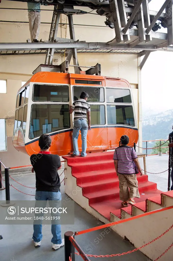 Stairway to a cable car, cable car station, Gangtok, Sikkim, Himalayas, India, South Asia, Asia