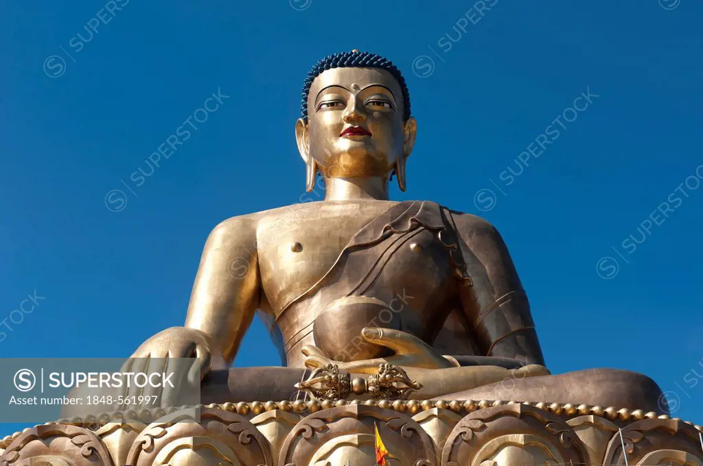 Tibetan Buddhism, the Big Buddha Statue, big Buddha bronze statue, Thimphu, the Himalayas, Kingdom of Bhutan, South Asia, Asia