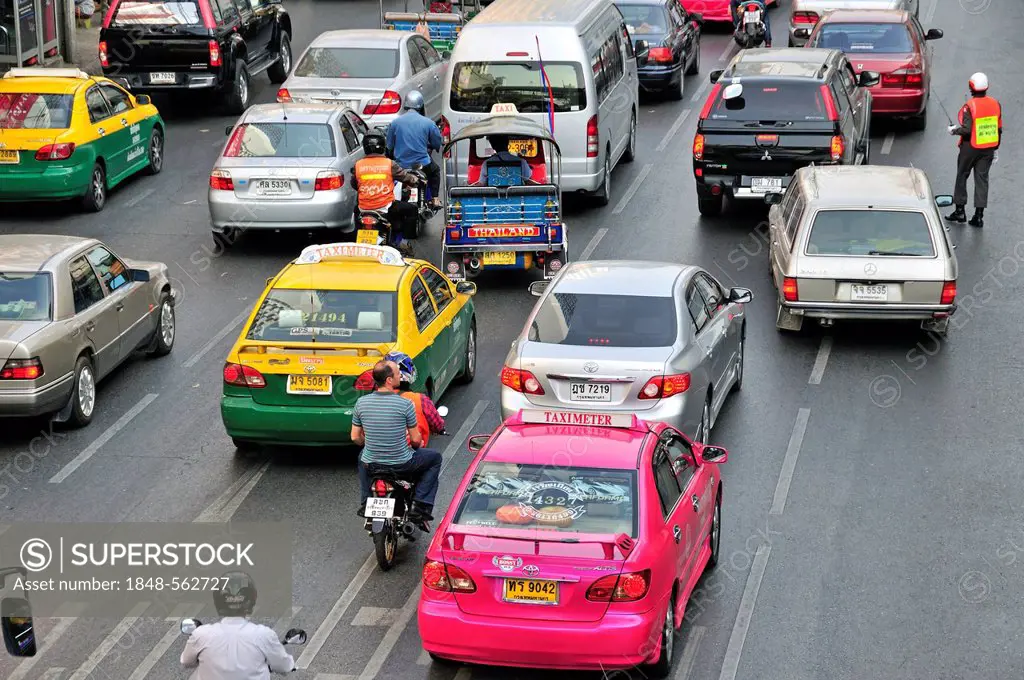 Traffic congestion, Phetburi Road, Bangkok, Thailand, Asia, PublicGround
