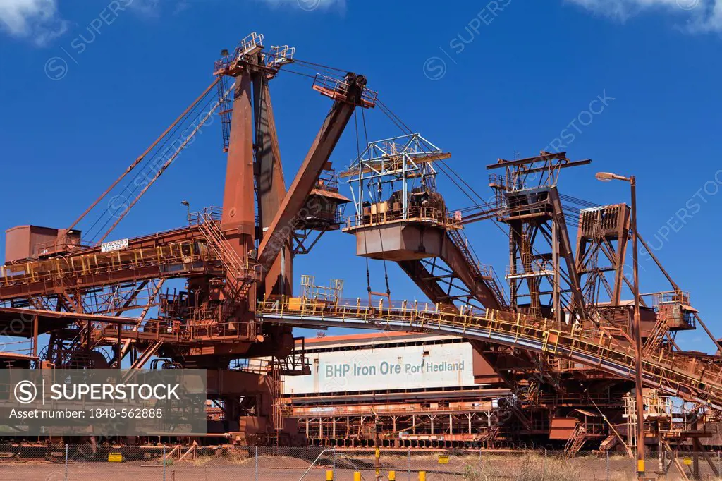 Old site of BHP Iron Ore, now known as BHP Billion, a British-Australian mining group, Port Hedland, Western Australia, Australia