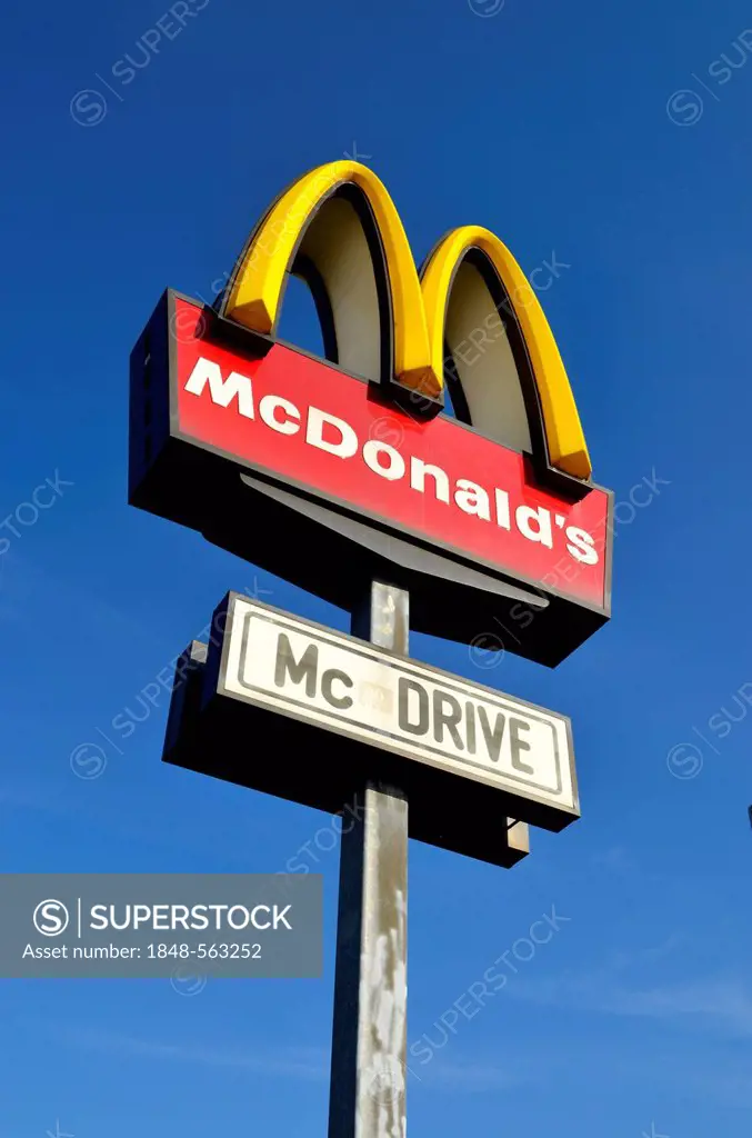 McDonald's restaurant sign, McDrive, Germany, Europe
