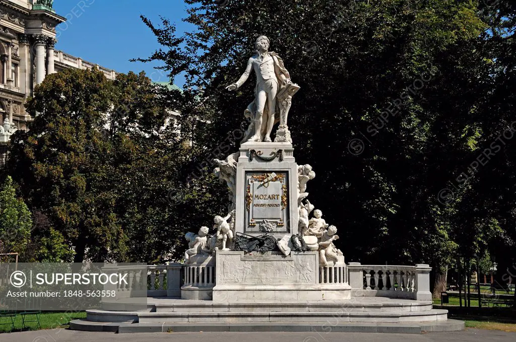 Wolfgang Amadeus Mozart monument, Burggarten, palace garden, Vienna, Austria, Europe