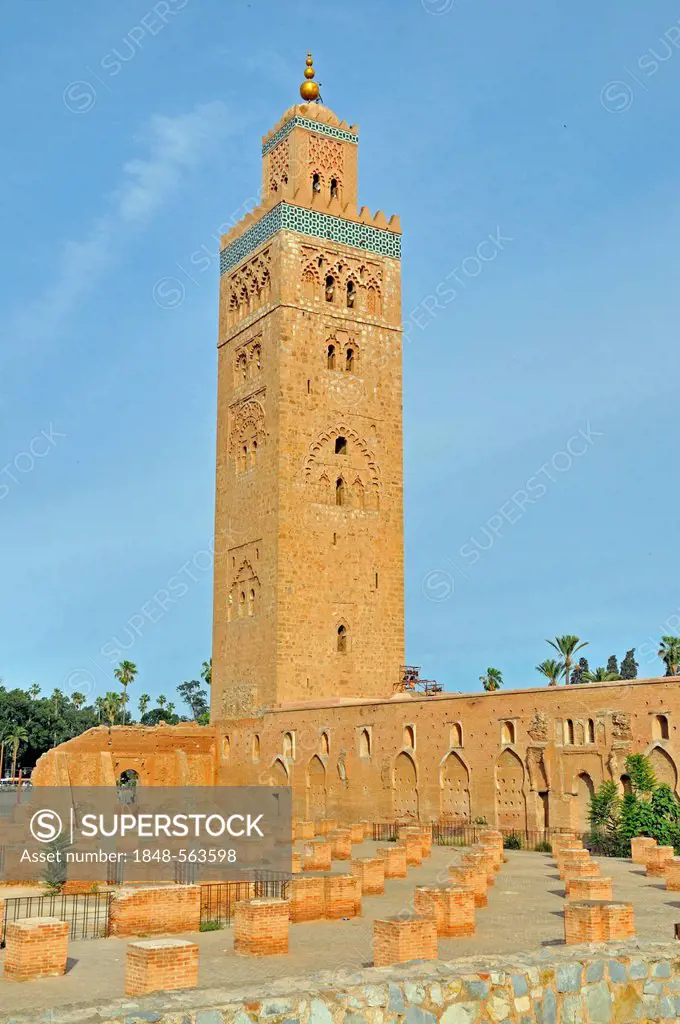 Koutoubia Mosque in the historic medina, landmark of the city, Marrakech, Morocco, Africa, PublicGround