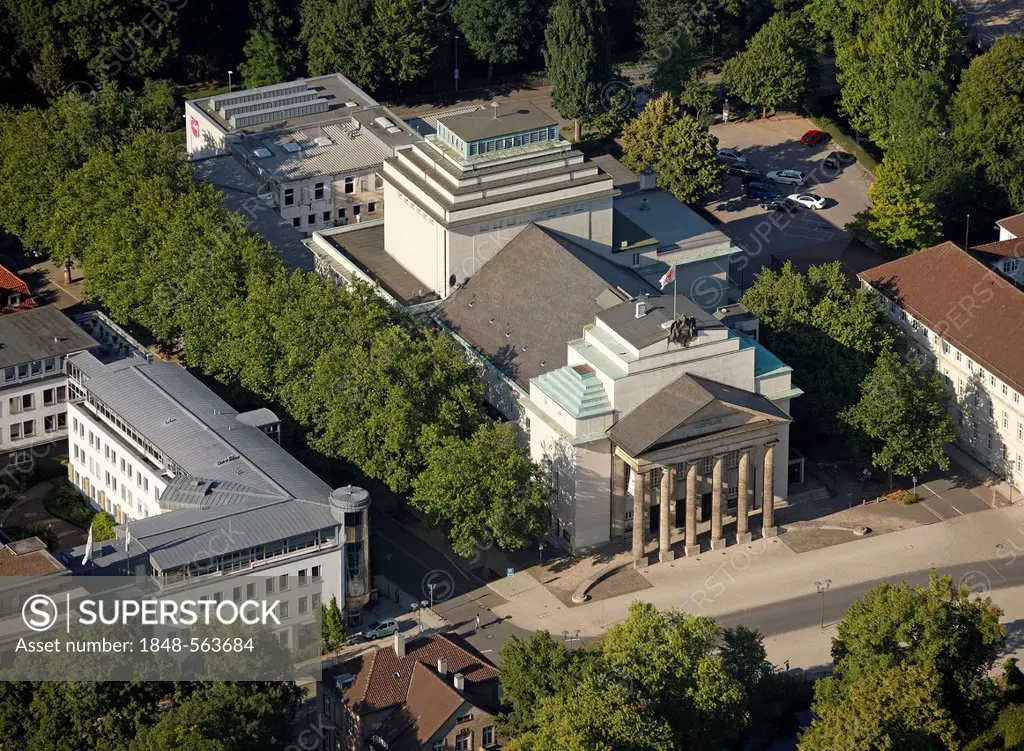 Aerial view, Landestheater Detmold building, Ostwestfalen-Lippe, eastern Westphalia, North Rhine-Westphalia, Germany, Europe
