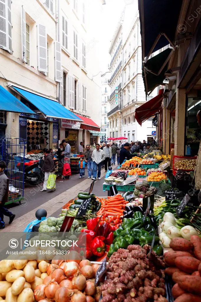 Longue des Capucins street, market of Capucins, working-class neighborhood, Marseille, Marseilles, Bouches-du-Rhone, France, Europe