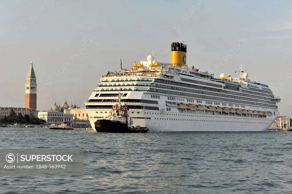Cruise ship, Costa Favolosa, built in 2011, 290m, 3, 000 passengers, departing Venice, Veneto, Italy, Europe