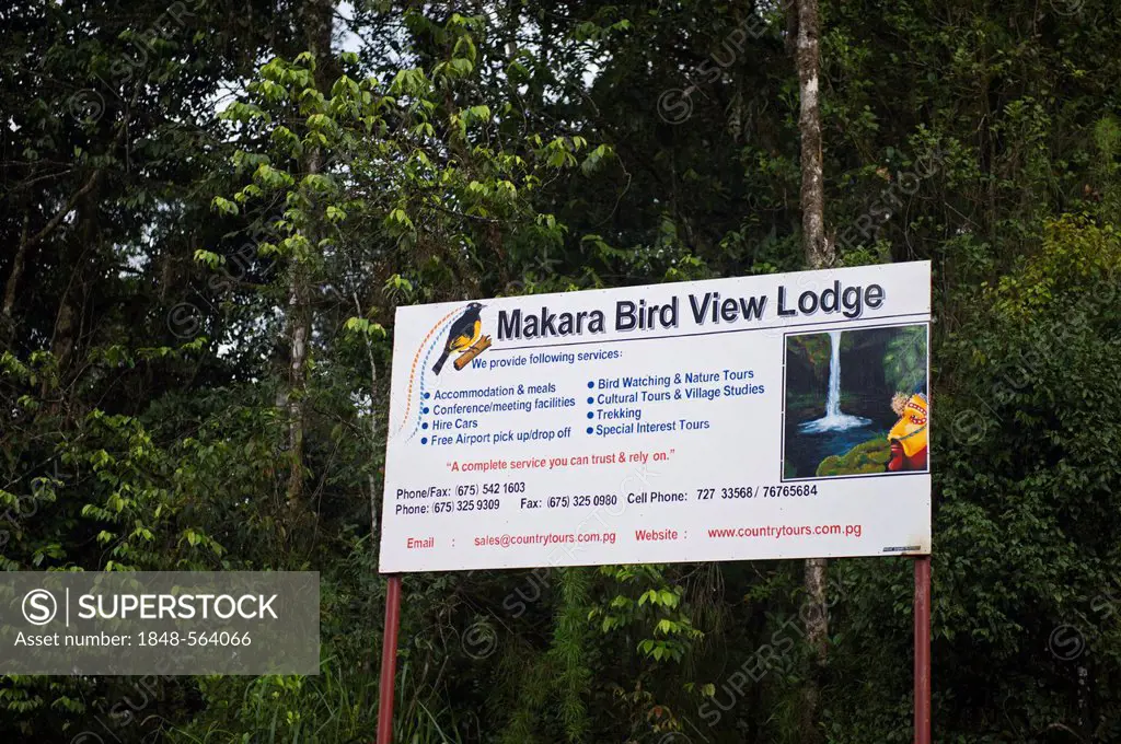 Sign, Makara Bird View Lodge, Tari, Southern Highlands, Papua New Guinea, Oceania