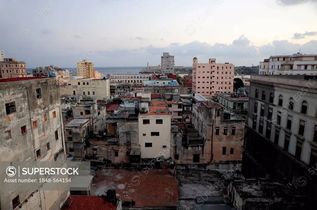 View over the rooftops, city centre of Havana, Centro Habana, Cuba, Greater Antilles, Gulf of Mexico, Caribbean, Central America, America