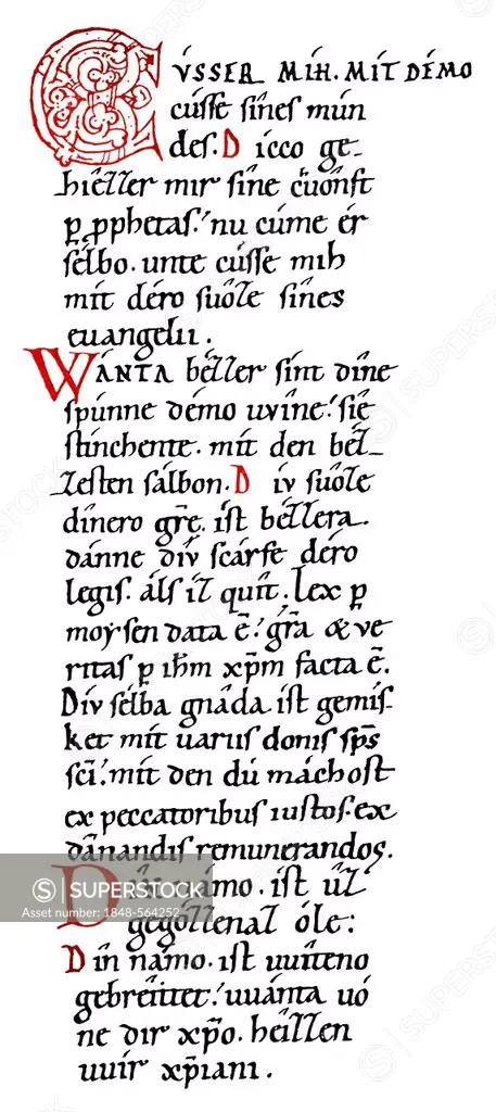 Historic print, paraphrase, Expositio, the Song of Songs by King Salomos von Williram von Ebersberg, 1010 - 1085, monk, scholar and abbot in Ebersberg...