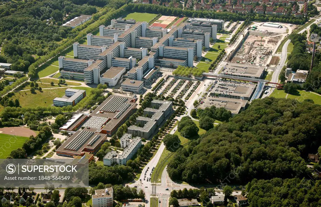 Aerial view, University of Bielefeld, Ostwestfalen-Lippe region, Westphalia, North Rhine-Westphalia, Germany, Europe