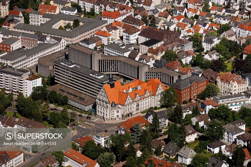 Aerial view, district court of Bielefeld, Ostwestfalen-Lippe, eastern Westphalia, North Rhine-Westphalia, Germany, Europe