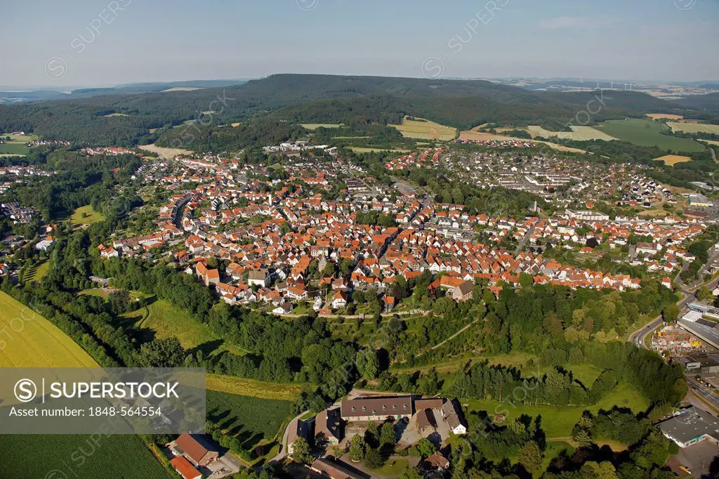 Aerial view, Blomberg, Ostwestfalen-Lippe, eastern Westphalia, North Rhine-Westphalia, Germany, Europe