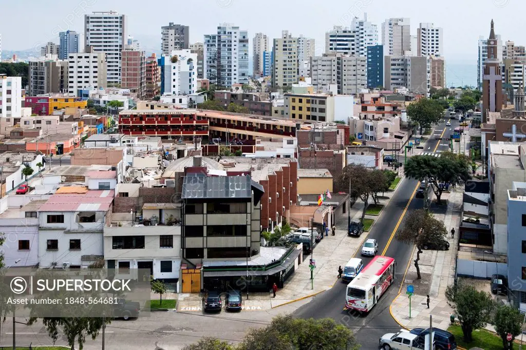 Avenida Santa Cruz in the district of Miraflores, Lima, Peru, South America