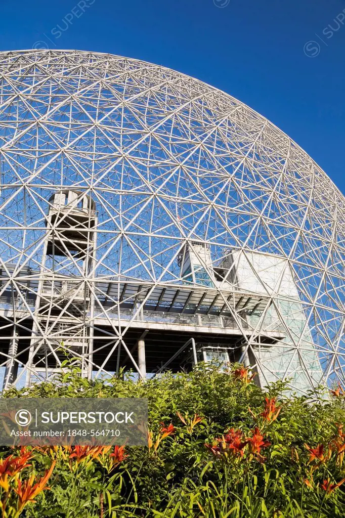The Biosphere museum, the geodesic dome structure was the former United States pavilion at Expo 67, at Jean-Drapeau Park on Ile Sainte-Helene, Montrea...