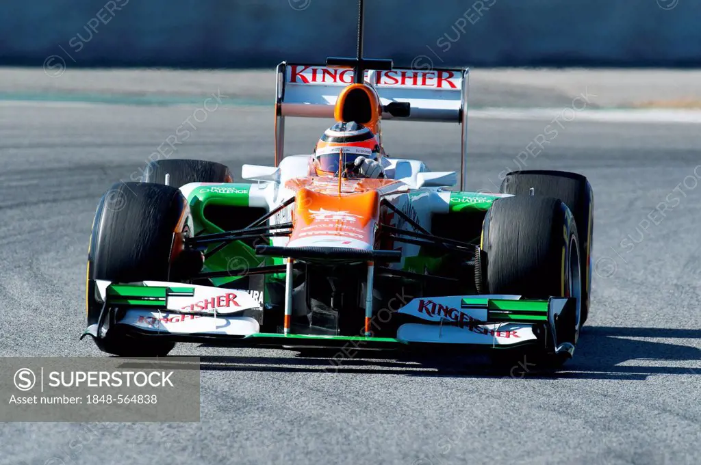 Nico Huelkenberg, GER, Force India-Mercedes VJM05, during the Formula 1 testing sessions, 21-24/2/2012, at the Circuit de Catalunya in Barcelona, Spai...