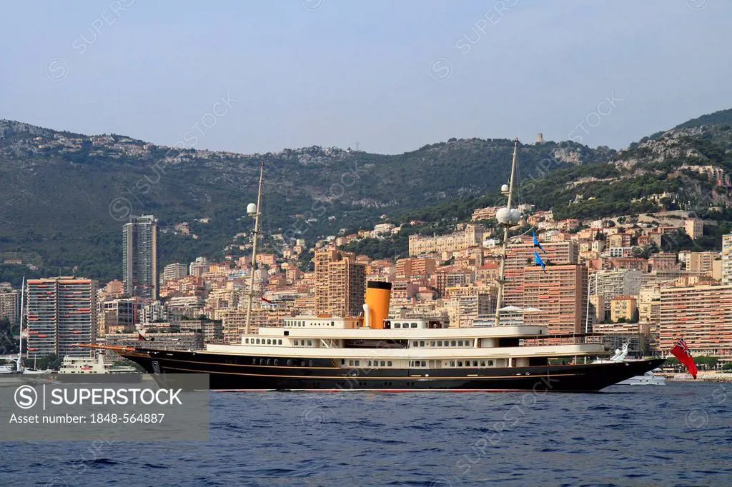 Motor yacht, Nero, built by Corsair Yachts, overall length 90.10 m, built in 2007, Principality of Monaco, Cote d'Azur, Mediterranean, Europe