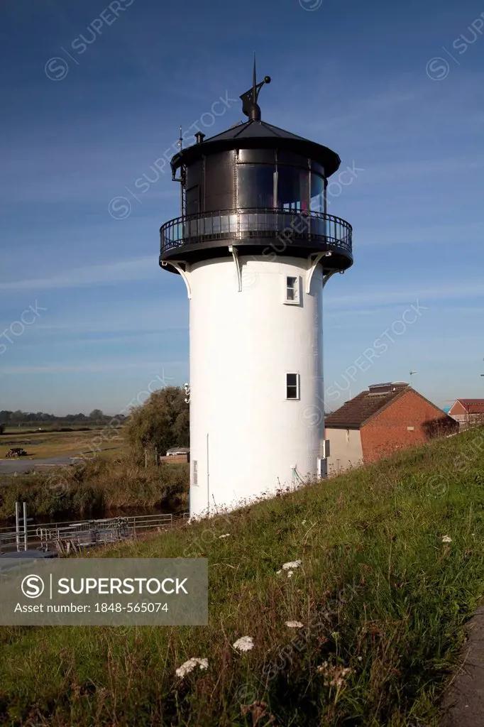 Dicke Bertha lighthouse, Altenbruch, Cuxhaven, Elbe River, North Sea coast, Lower Saxony, Germany, Europe, PublicGround