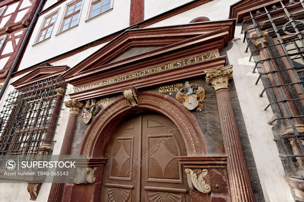 Zum Gueldnen Kroenbacken, a medieval building, historic district, Erfurt, Thuringia, Germany, Europe