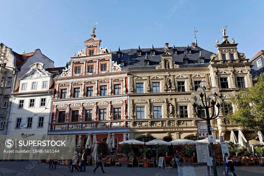Zum breiten Herd, a historic building, Fischmarkt square, historic district, Erfurt, Thuringia, Germany, Europe