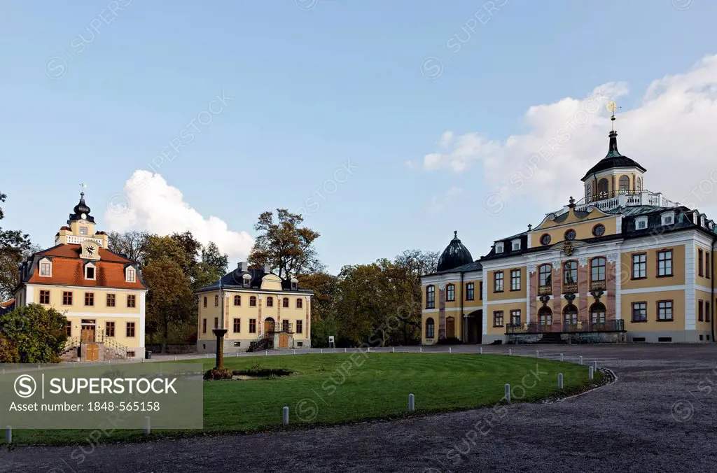 Main courtyard with the cavalier houses, Schloss Belvedere castle, Weimar, Thuringia, Germany, Europe