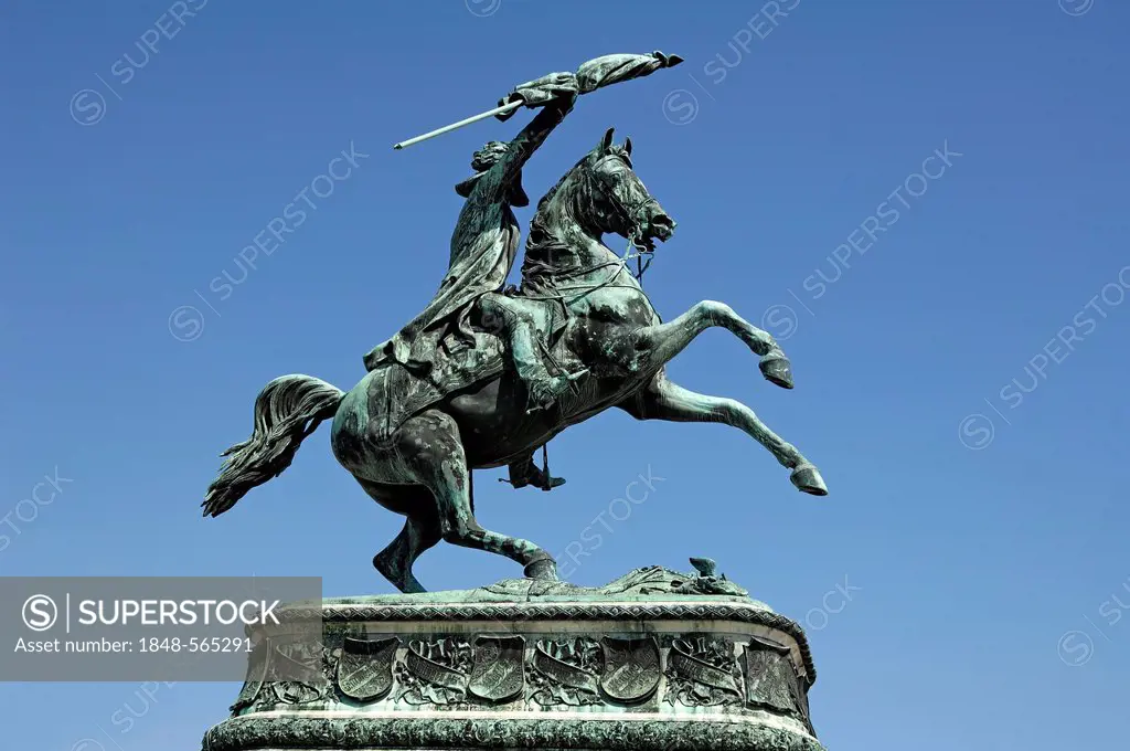 Equestrian statue of Archduke Charles, 1887-1922, memorial of 1860, Heldenplatz square, Vienna, Austria, Europe