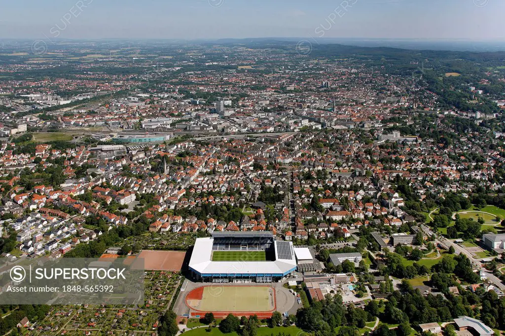 Aerial view, SchuecoArena, Bielefeld, Ostwestfalen-Lippe region, Westphalia, North Rhine-Westphalia, Germany, Europe