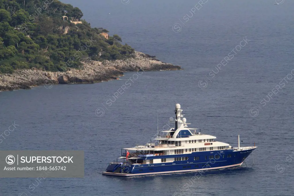 Motor yacht, Northern Star, built by Luerssen Yachts, overall length 75.40 m, built in 2009, at Cap Martin, Côte d'Azur, France, Mediterranean, Europe