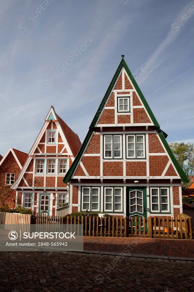 Half-timbered houses, Otterndorf coastal resort, Lower Saxony, Germany, Europe, PublicGround