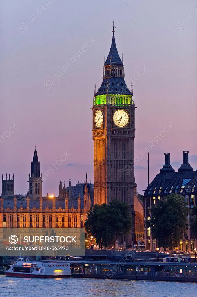 River Thames, Big Ben, Houses of Parliament, Palace of Westminster, London, England, United Kingdom, Europe