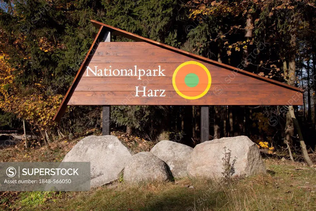 Sign, Harz National Park, Drei-Annen-Hohne, Harz National Park, Saxony-Anhalt, Germany, Europe, PublicGround