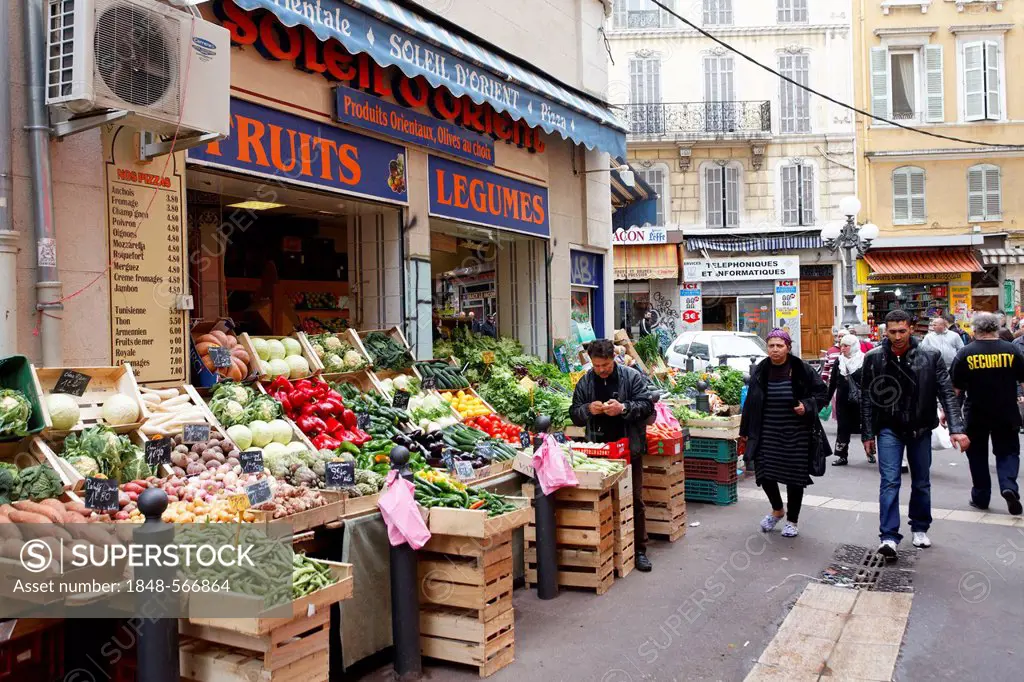 Longue des Capucins street, market of Capucins, working-class neighborhood, Marseille, Marseilles, Bouches-du-Rhone, France, Europe