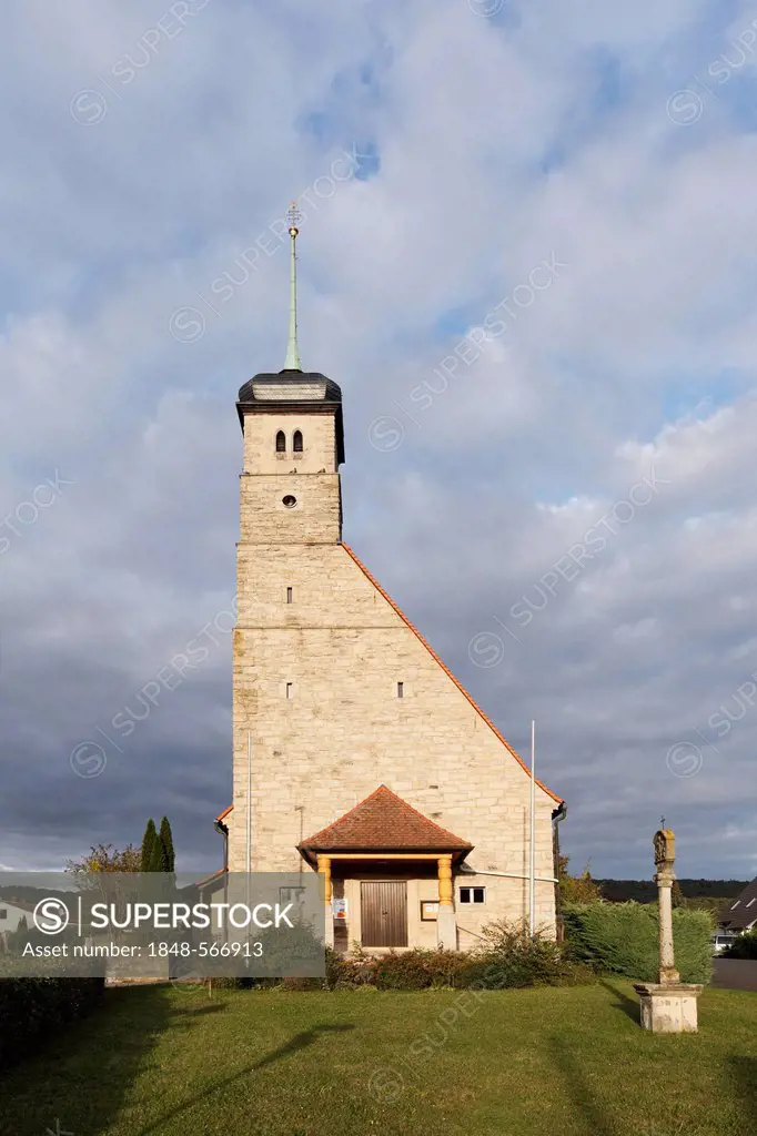 Inflation Church of St. Sebastian, Hundelshausen, Michelau district in Steigerwald, Lower Franconia, Franconia, Bavaria, Germany, Europe, PublicGround