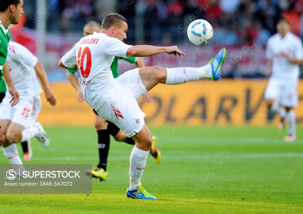 Lukas Podolski, FC Koeln, Bundesliga, federal league, 1. FC Koeln - Hannover 96 2:0, RheinEnergieStadion stadium, Cologne, North Rhine-Westphalia, Ger...